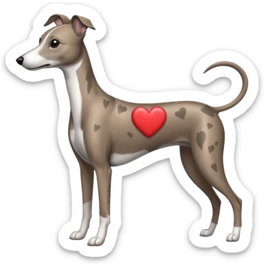 brindle grey whippet hearts sticker