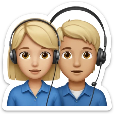 pc gamer very blonde boy and latina girl with brown hair  headsets sticker