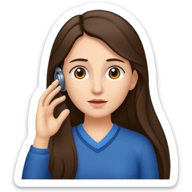 brunette woman long hair with hearing impairment sticker