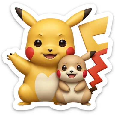 Pickachu with Kung fu panda po as friend  sticker