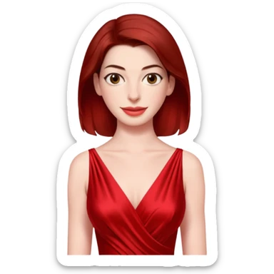 Anne Hathaway in red dress, hot sticker