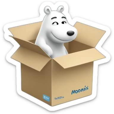 Moomin delivers a Wolt branded box sticker