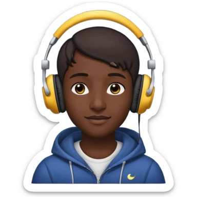 gecə ve kulaklık takmış bir ay sticker