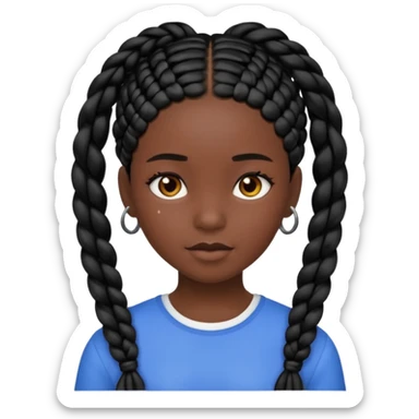 very black skin girl with black braids sticker