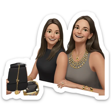 smiling girls with jewelry sticker