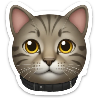 Cat wearing a puffer jacket like a thug sticker