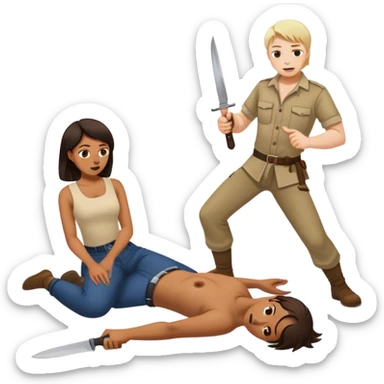 a lady kill a french dude sticker