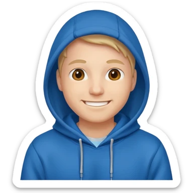 emoji of a person wearing a blue hoodie smiling sticker