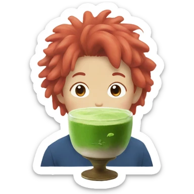 ponyo with matcha  sticker