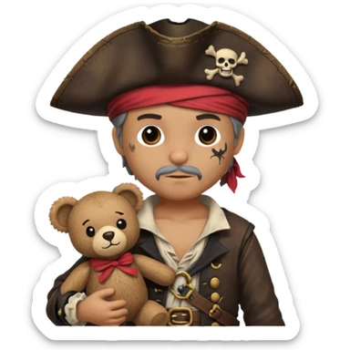 Pirate with teddy bear toy  sticker