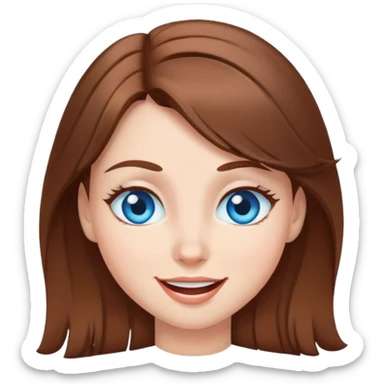 girl with brown hair and blue eyes, winking sticker