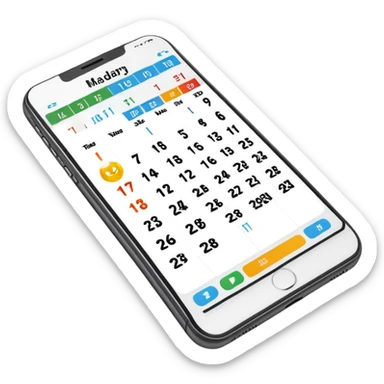 smartphone with calendar app showing on screen sticker