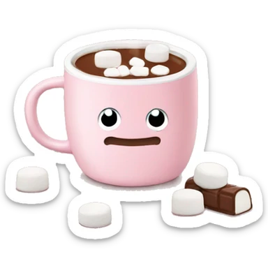 Light Pink mug of hot chocolate with marshmallows  sticker