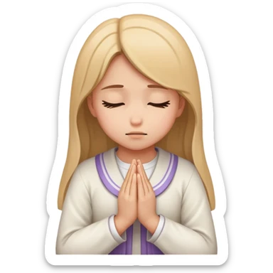 girl completely bowed praying sticker