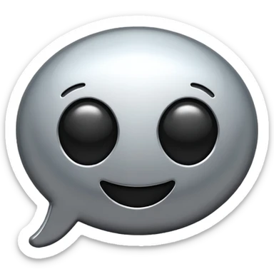 emoji chat burbulas juodai baltas su mettalic efektu sticker