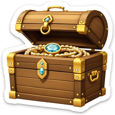treasure chest with jewelery, rings and necklace in it sticker