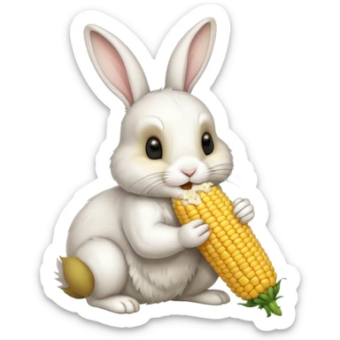 rabbit eating corn sticker