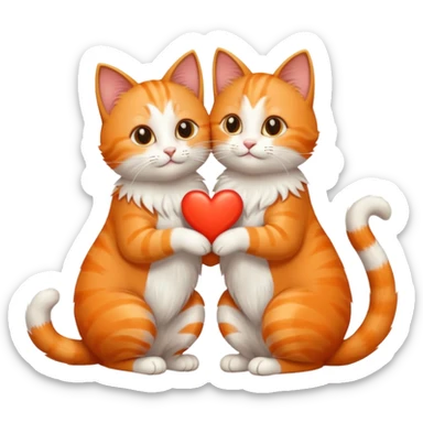 Two cats with their tails making a heart  sticker