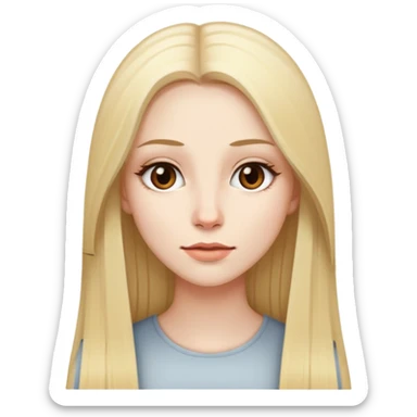woman with pale skin, long straight blonde hair, brown eyes sticker