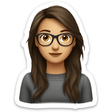 Fille brune au carré long avec des lunettes sticker