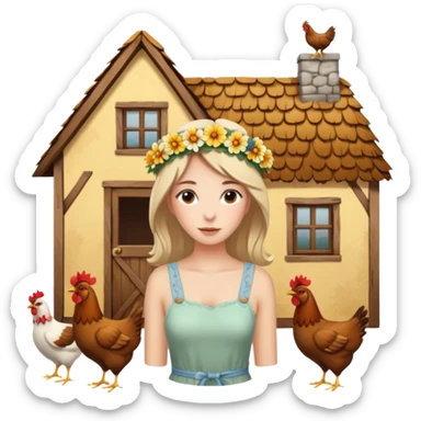 A rustic house with chicken and a hippy life sticker