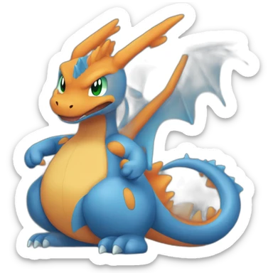 mega charizard with curly hair sticker