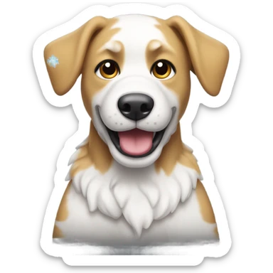Perro jugando con nieve  sticker