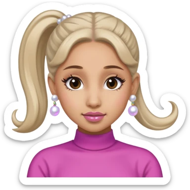 Ariana grande with a pony tail and pearl earrings  sticker