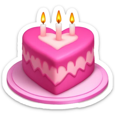 Pink heart-shaped cake with candles  sticker