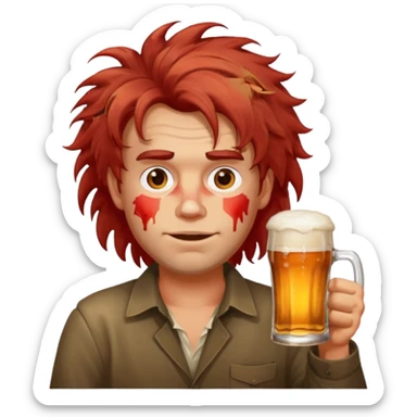 drunk man with a glass of beer sticker