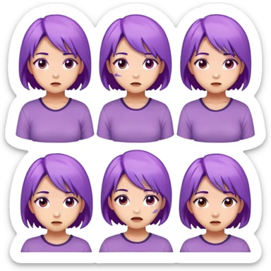 Аниме девочка с фиолетовыми волосами. Сделай все стандартные эмоции sticker