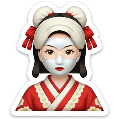 japaneses old culture woman with white mask sticker
