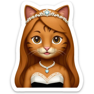 brown cat bride sticker