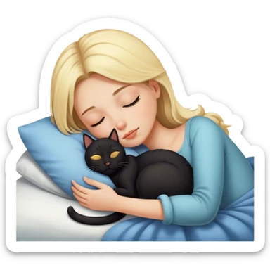 Blonde girl sleeping with black cat sticker