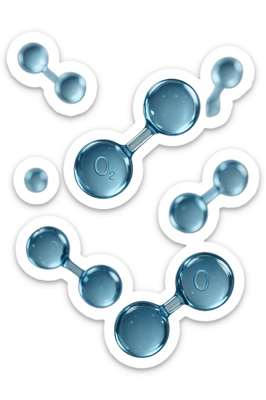 molecole di ossigeno che volano realisticheù sticker