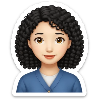 Asian girl with black curly hair sticker