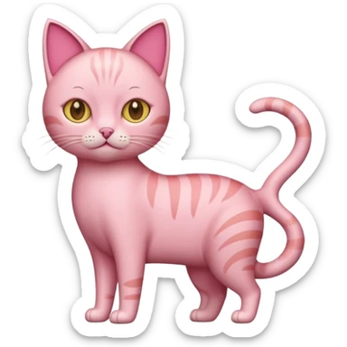 pink cat full body short hair sticker