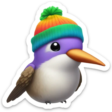 Humming bird wearing a beanie  sticker