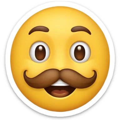 Yellow emoji with a brown mustache  sticker