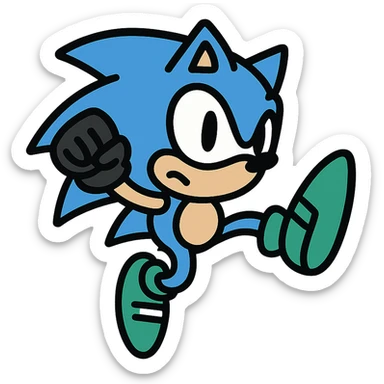 Change Sonic’s shoes to green sneakers with white laces, keep the color outline style, no background. sticker