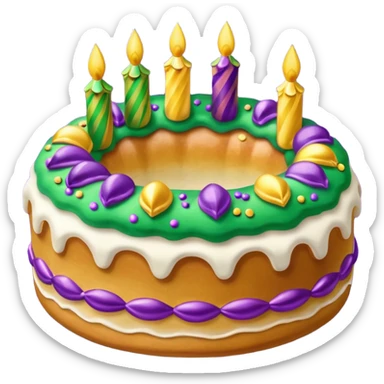 Mardi Gras purple, green and gold kingcake sticker