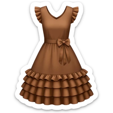 brown dress with ruffles sticker