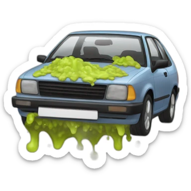 205 car with vomit sticker