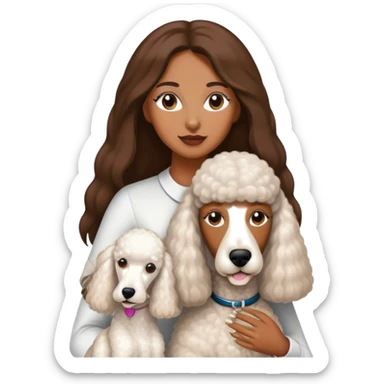White Standard Poodle and Straight long hair brown skin Women sticker