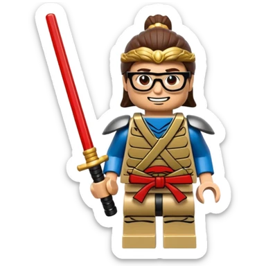 lego Samurai with glasses, Warrior in samurai armor, with katana sticker