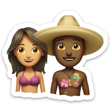 Guy and girl on beach in Mexico sticker