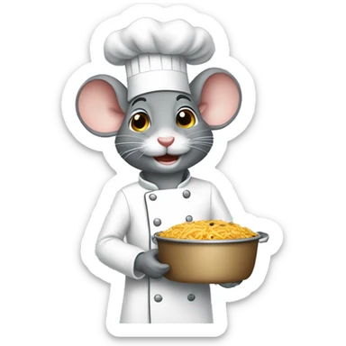 Gray mouse white cook haț sticker
