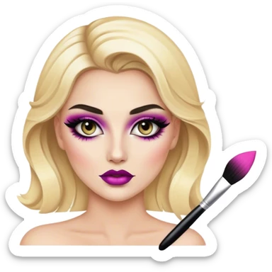 blonde makeup artist, dramatic glamorous makeup sticker