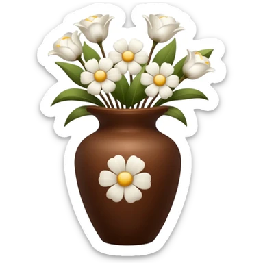 White flowers Cotton in a brown vase sticker