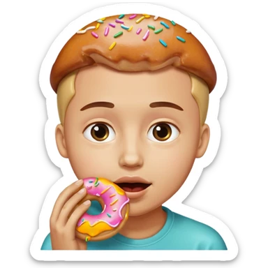 Face Savoring Food Emoji, Doughnut Emoji sticker